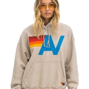 Aviator Nation Logo Relaxed Hoodie - Size Small, Color - Sand